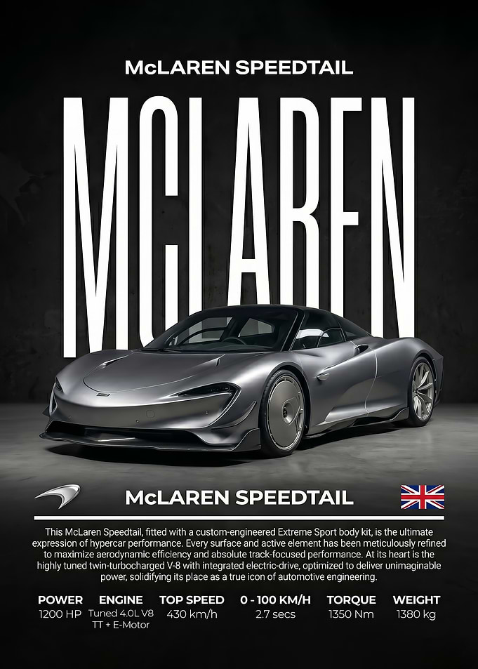 sleek silver McLaren Speedtail Hypercar