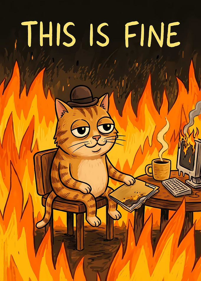 Cat in a Hat in a Fire