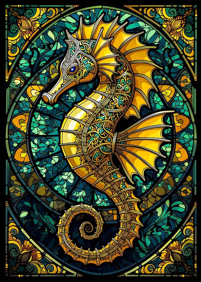 Seahorse Stained Glass Art