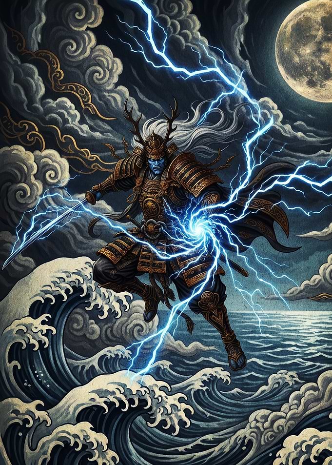 Samurai Warrior Conjuring Lightning