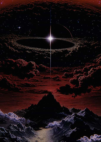 Cosmic Star Over Mountain Landscape