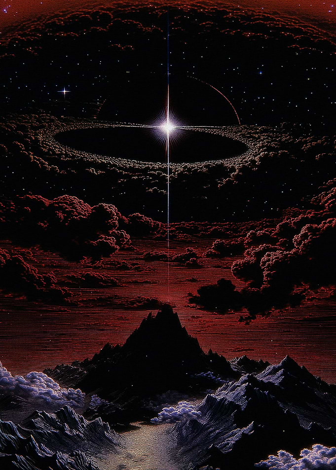 Cosmic Star Over Mountain Landscape