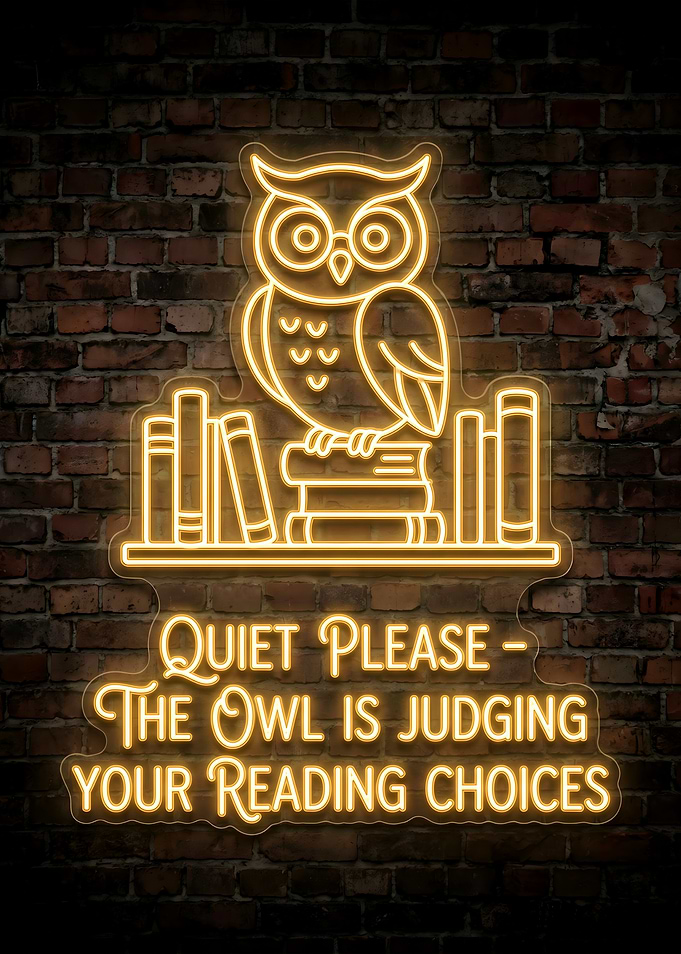 Owl Reading Neon Sign