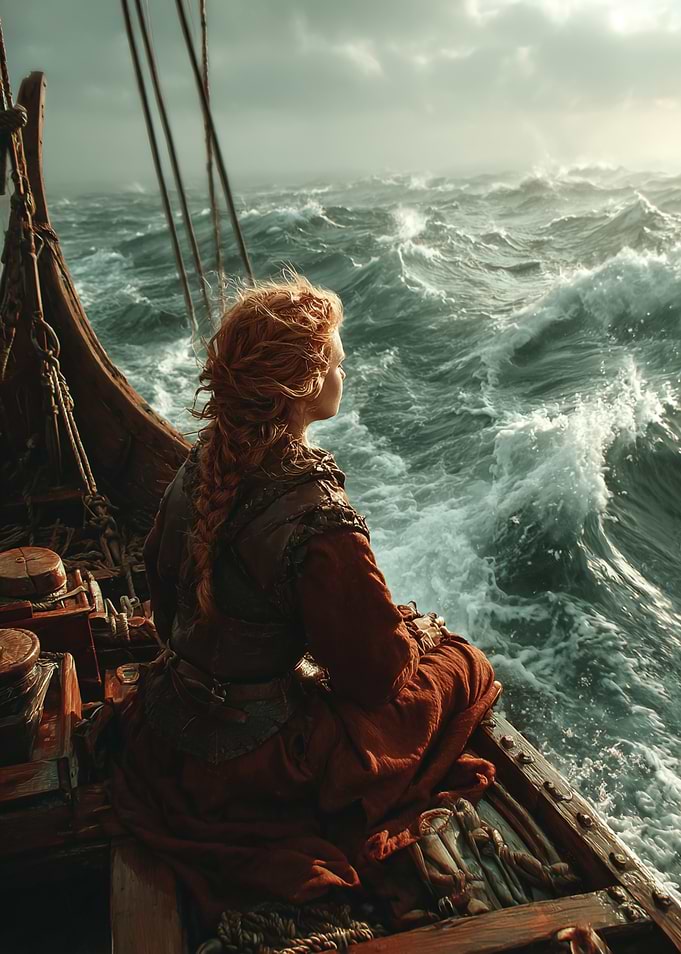 Viking Woman on a Stormy Sea