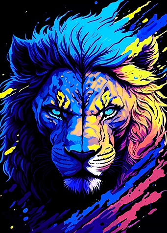 Vibrant Lion Portrait