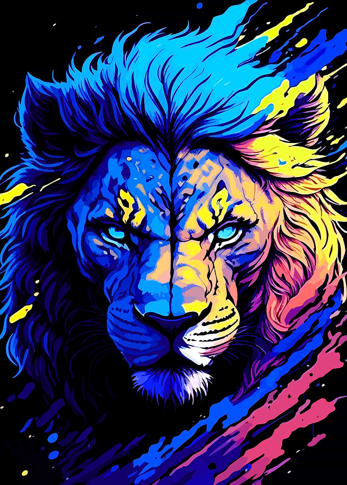 Vibrant Lion Portrait