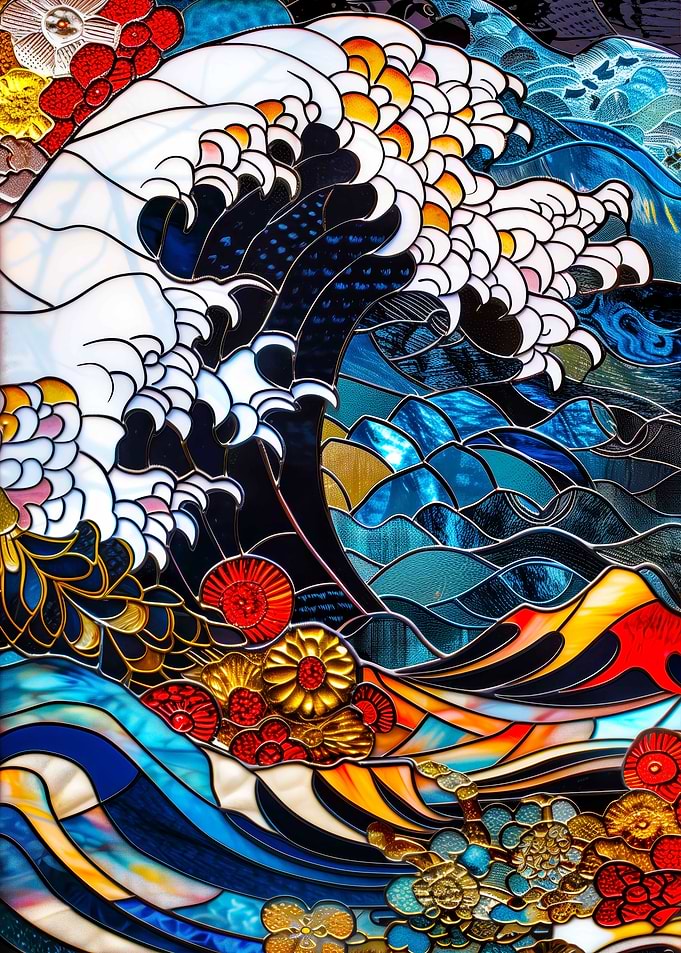 Stained Glass Great Wave