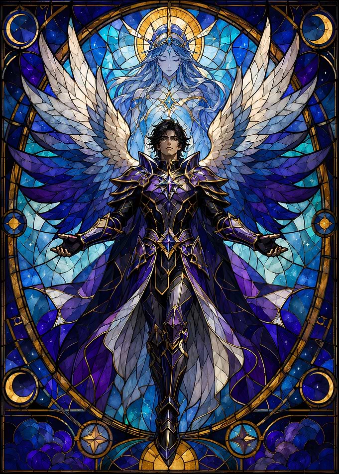 Angelic Knight in Stained Glass