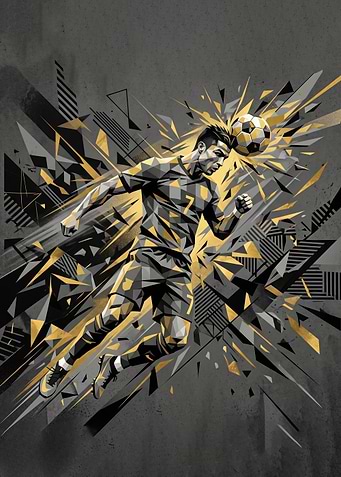Abstract Geometric Soccer Player Art