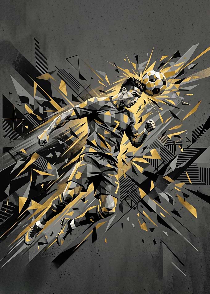 Abstract Geometric Soccer Player Art