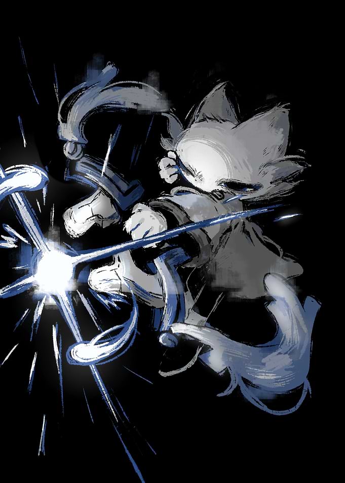 Anime Fox Archer Shooting Energy Arrow