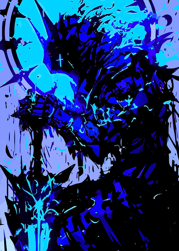 Dark Knight with Blue Energy Sword
