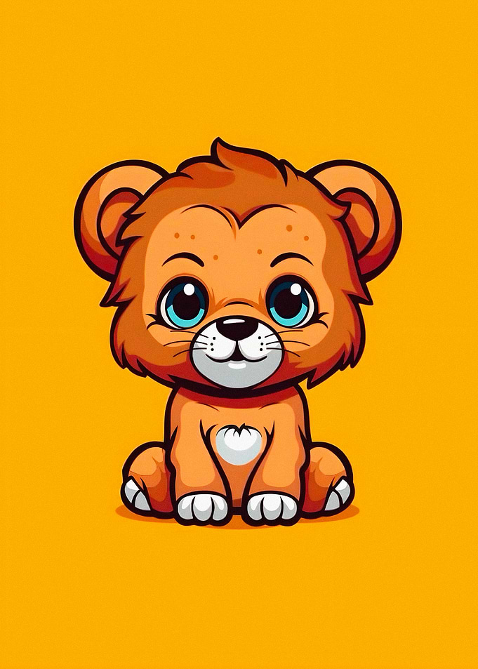 Cute Cartoon Lion Cub