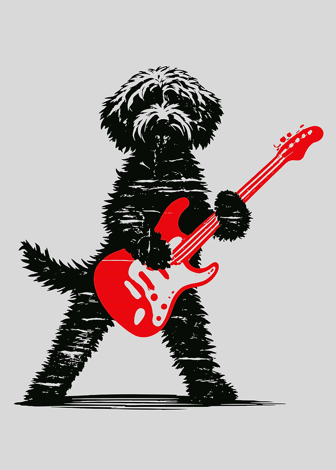 Rock Goldendoodle Dog Playing Guitar Music Lover Dog