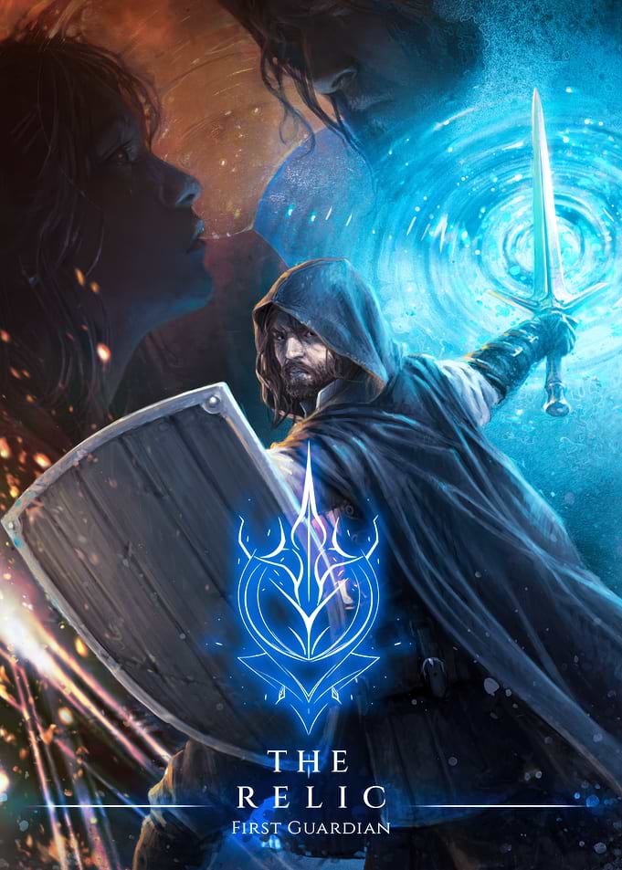 Fantasy Warrior with Glowing Sword and Shield