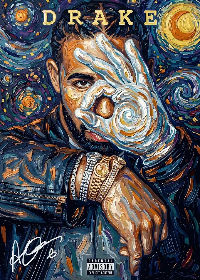 Drake - iceman Starry Night Painting