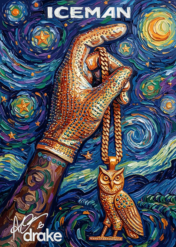 Drake Iceman Owl Necklace Painting