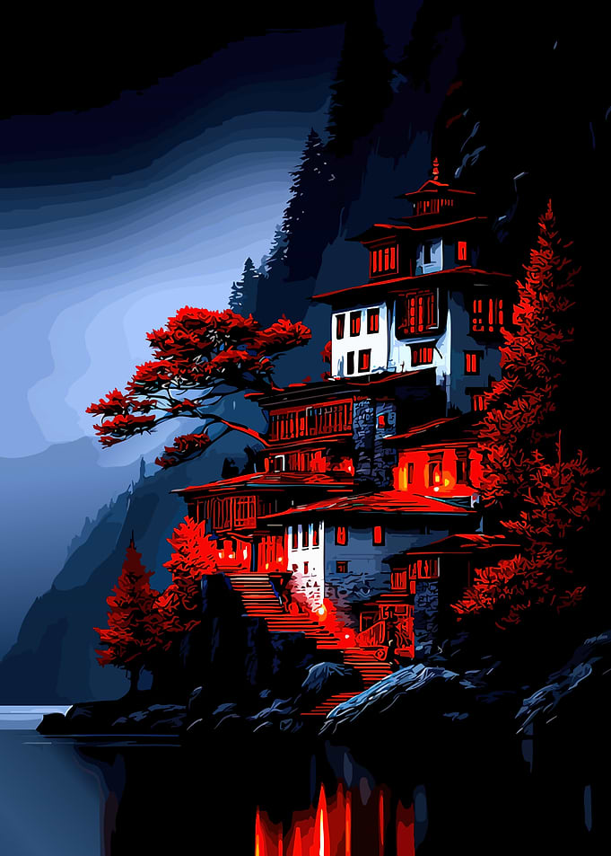 Enchanting Asian Pagoda by the Water