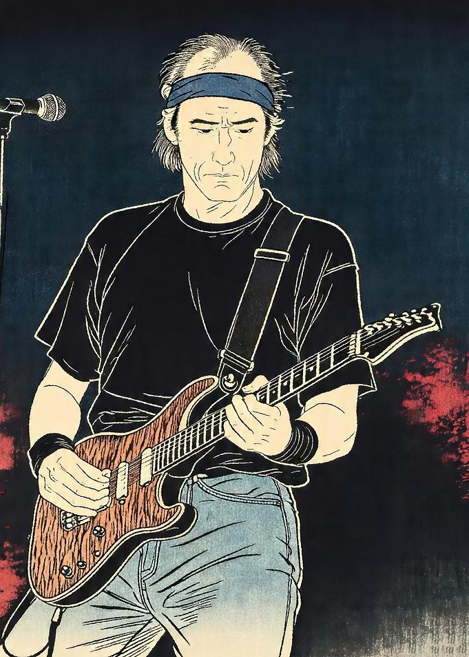 Musician Playing Guitar on Stage