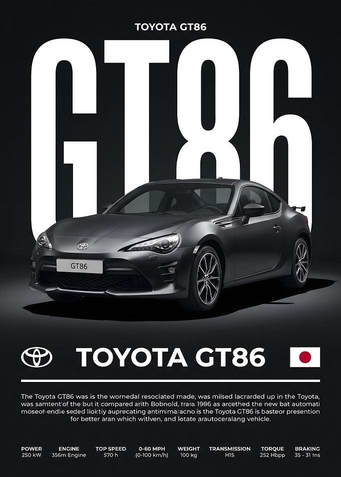 Toyota GT86 Sports Car Poster
