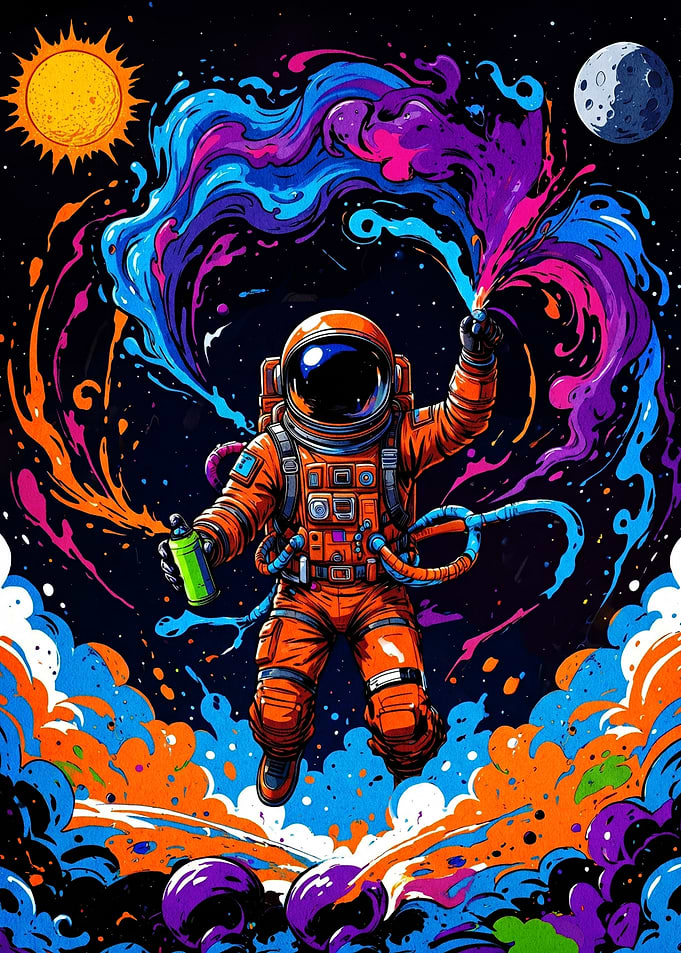 Astronaut painting the cosmos