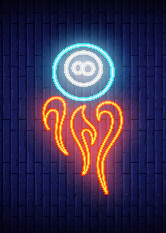 Neon Infinity Symbol and Flames