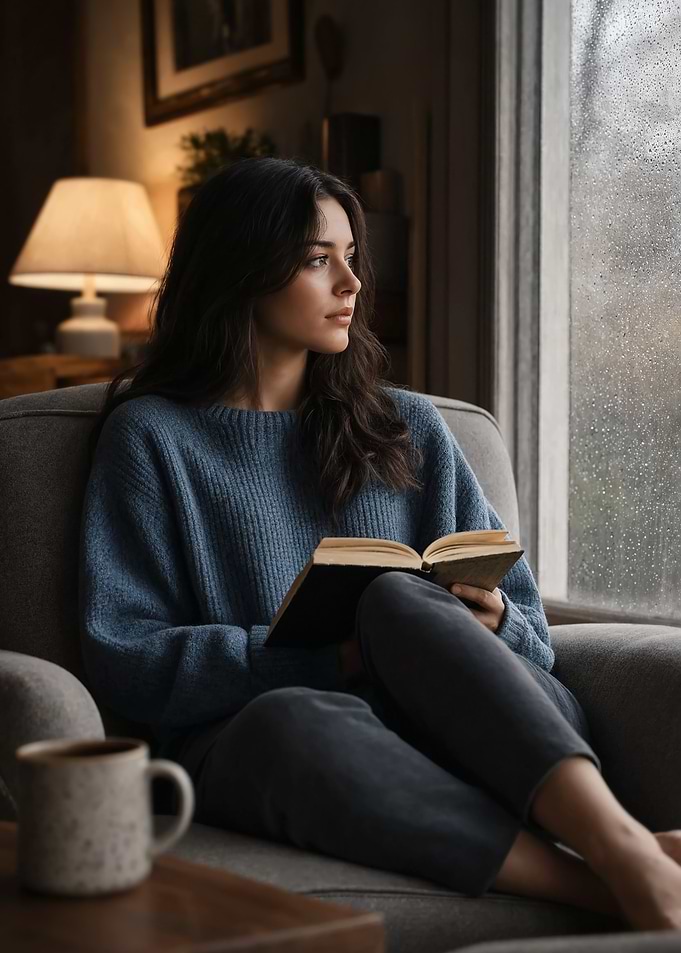 Woman reading by the window