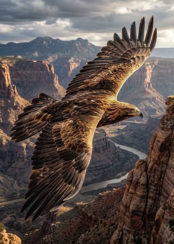 Golden Eagle Soaring Over Grand Canyon