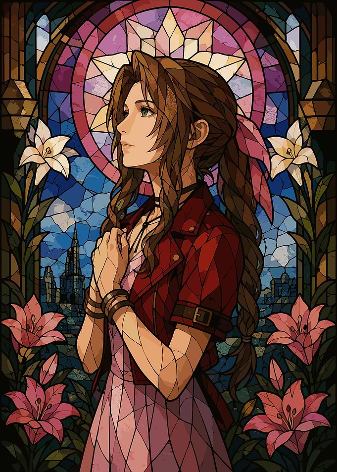 Aerith Gainsborough Stained Glass Art