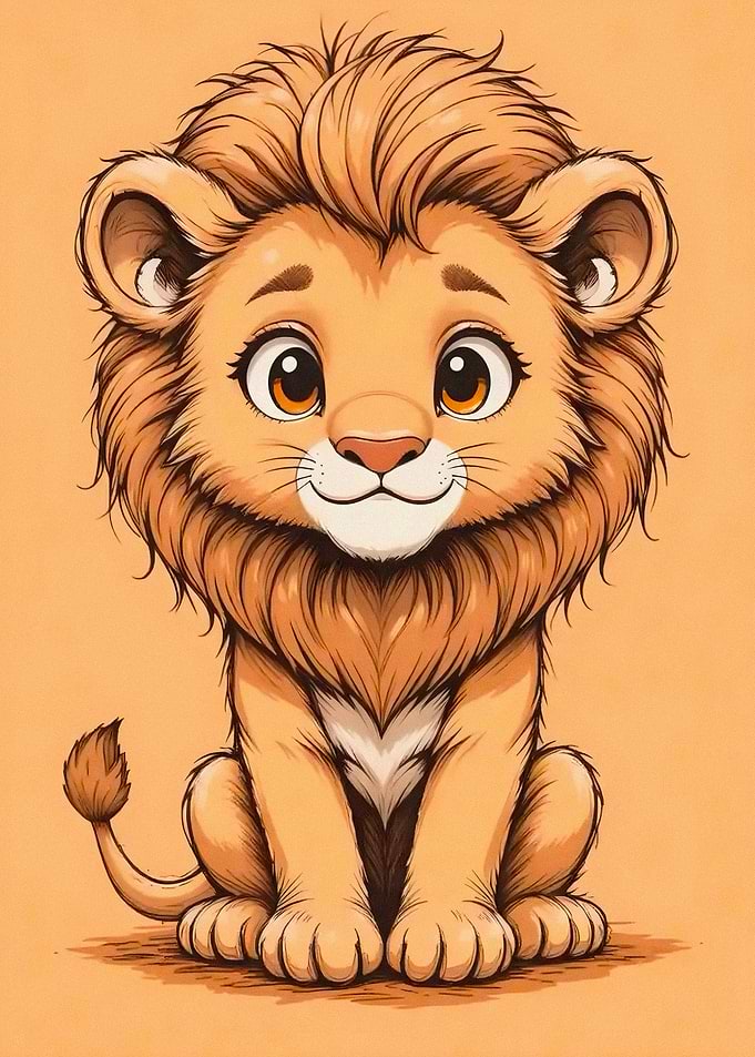 Cute Cartoon Lion Cub