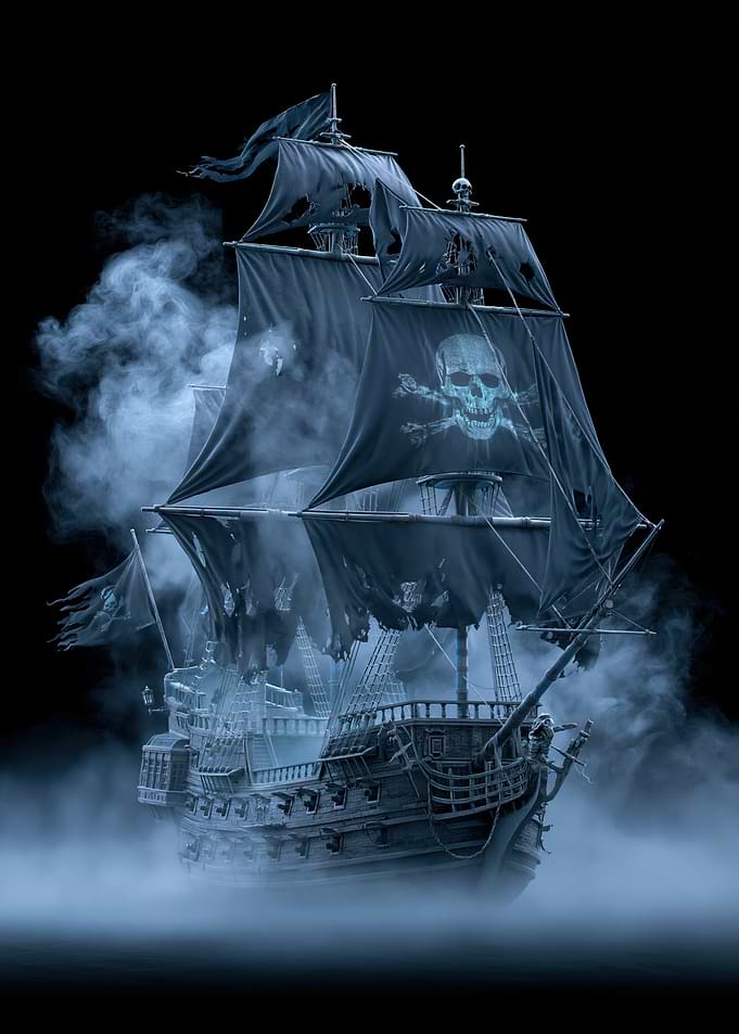 Ghost Pirate Ship in Fog
