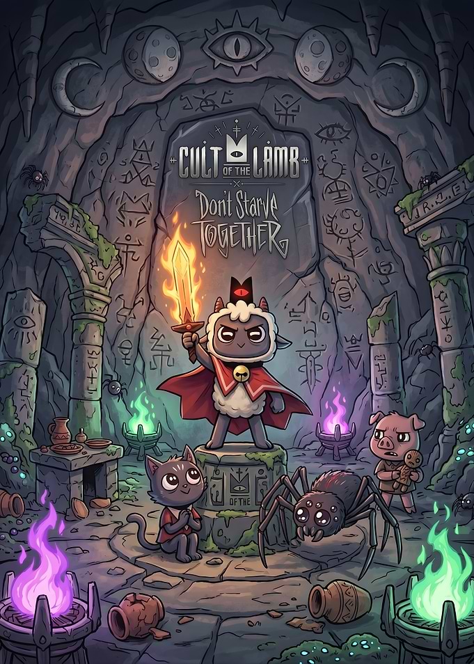 Cult of the Lamb and Don't Starve Together Crossover Art