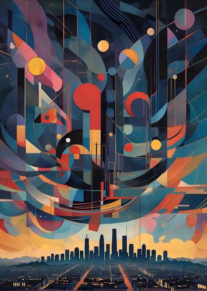 Abstract Cityscape at Sunset