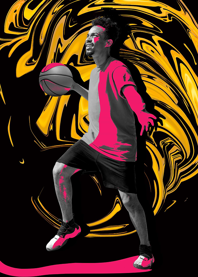 Basketball player with abstract background