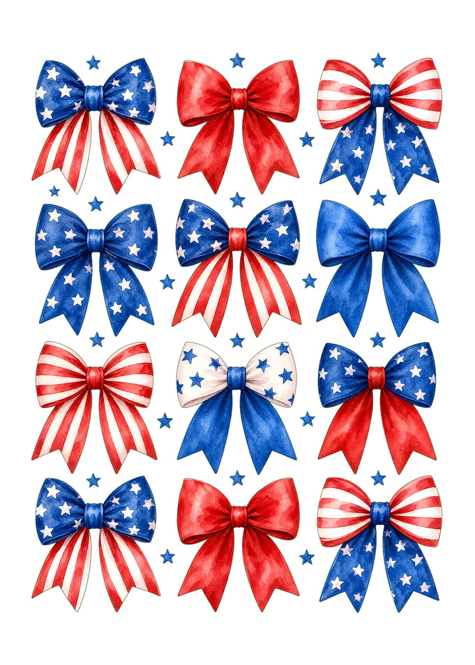 American Flag Themed Bows and Stars