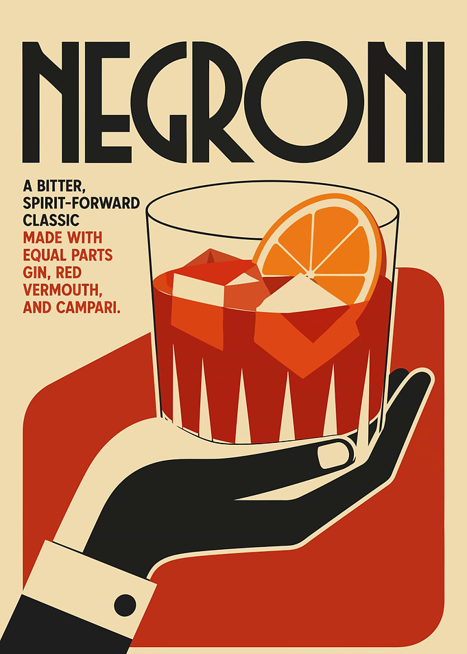 Negroni Cocktail Vintage Poster