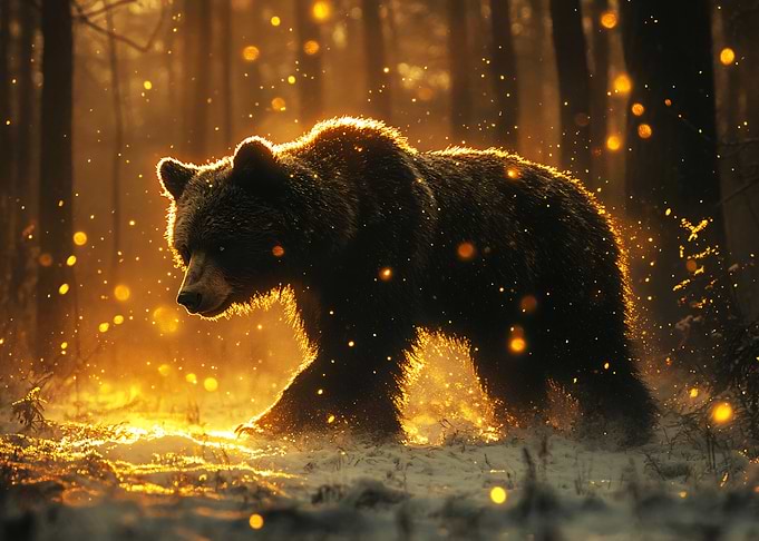 Bear in a magical forest