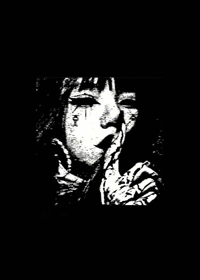 Goth Girl with Shushing Finger