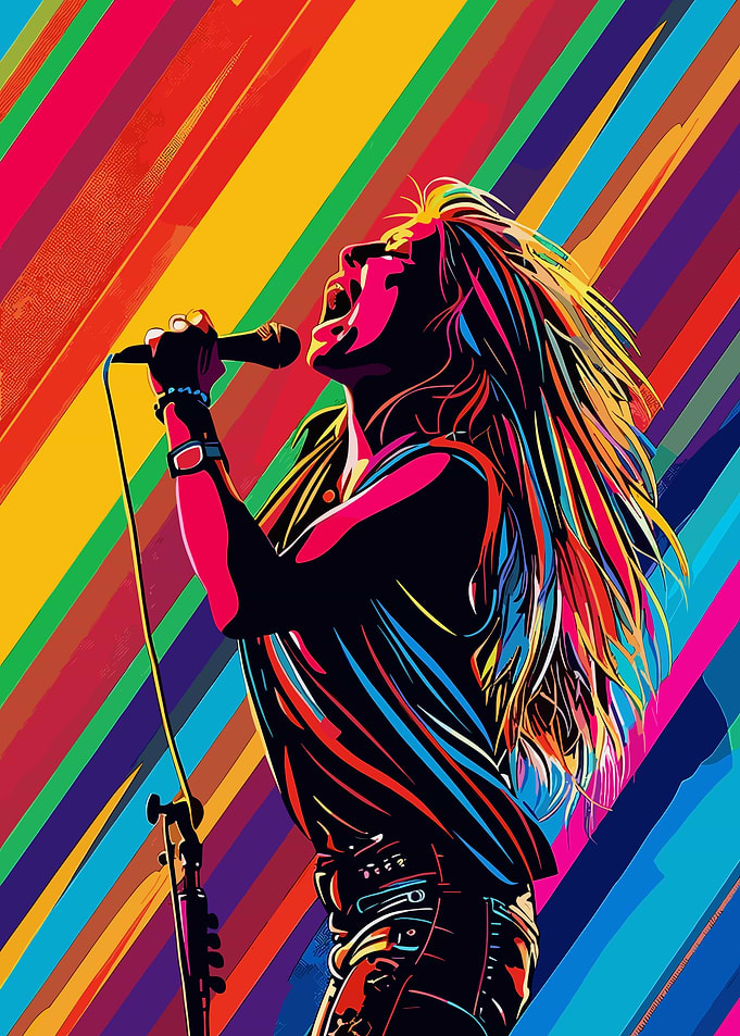 Singer Performing with Colorful Background