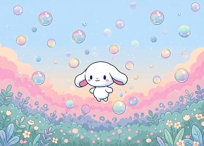 Cute Bunny in a Bubble Sky