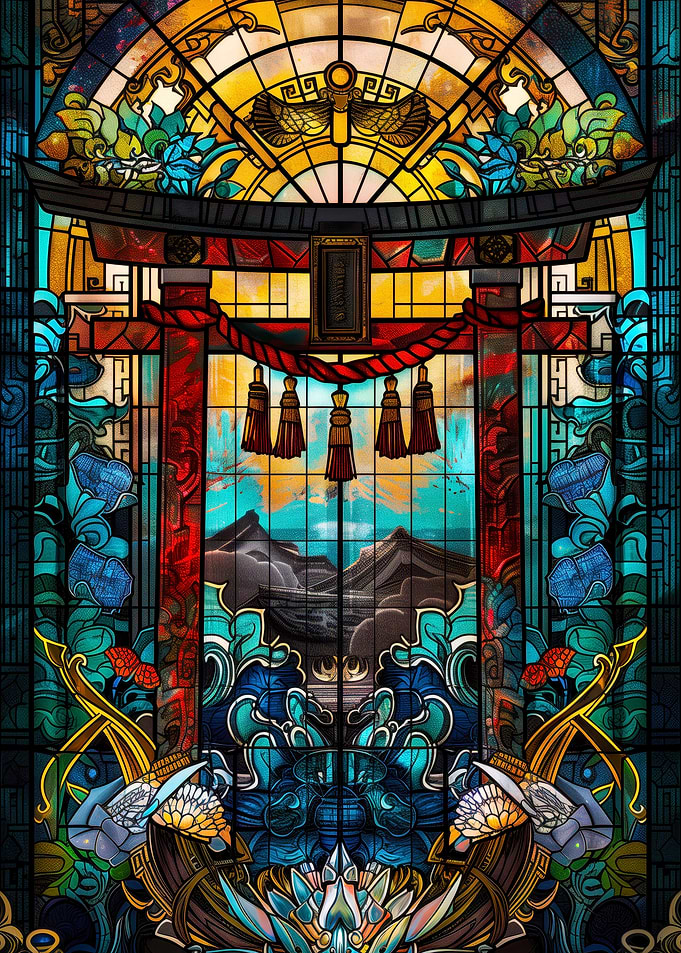 Torii Gate Landscape Stained Glass