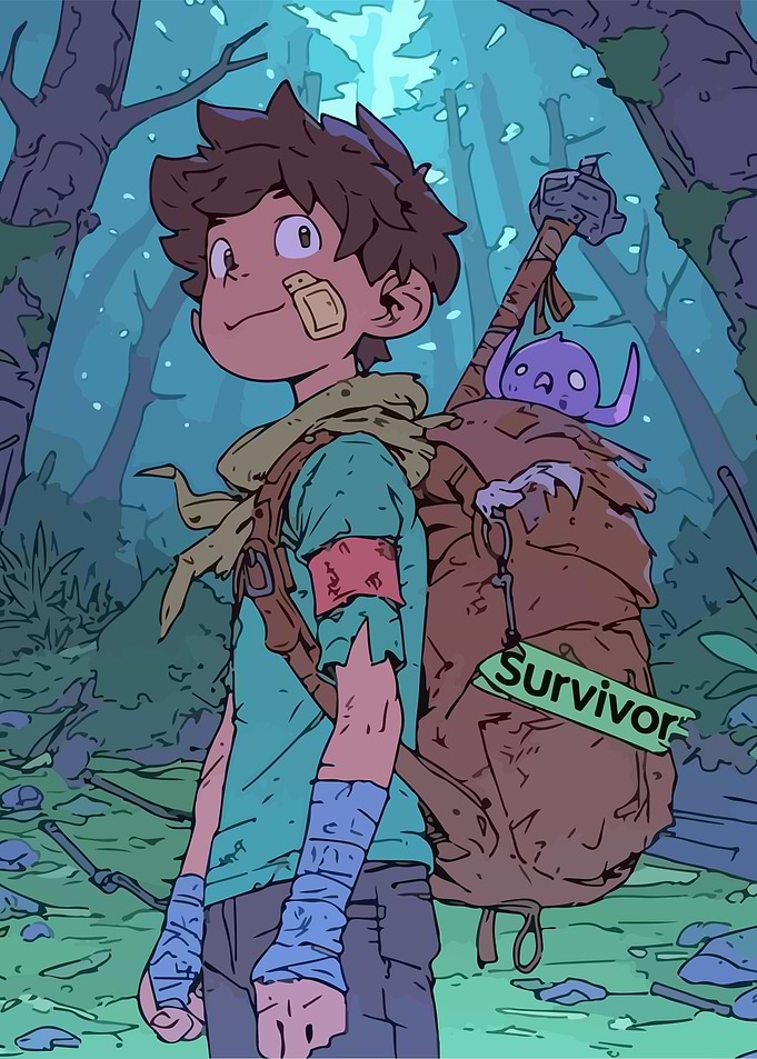 Survivor Boy in a Forest