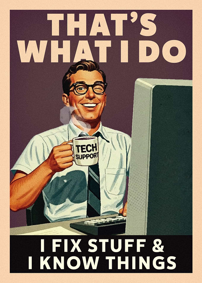I Fix Stuff Vintage Tech Support Man