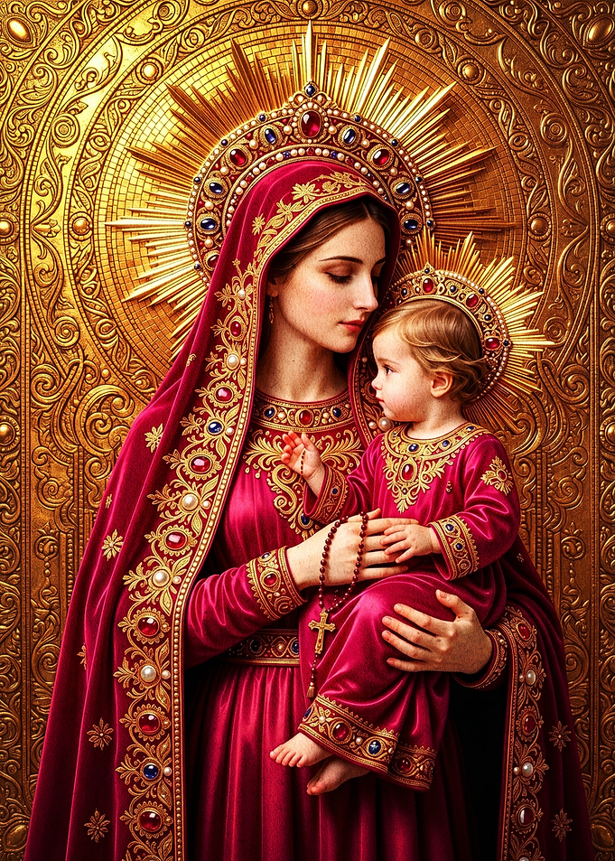 Madonna and Child with Rosary