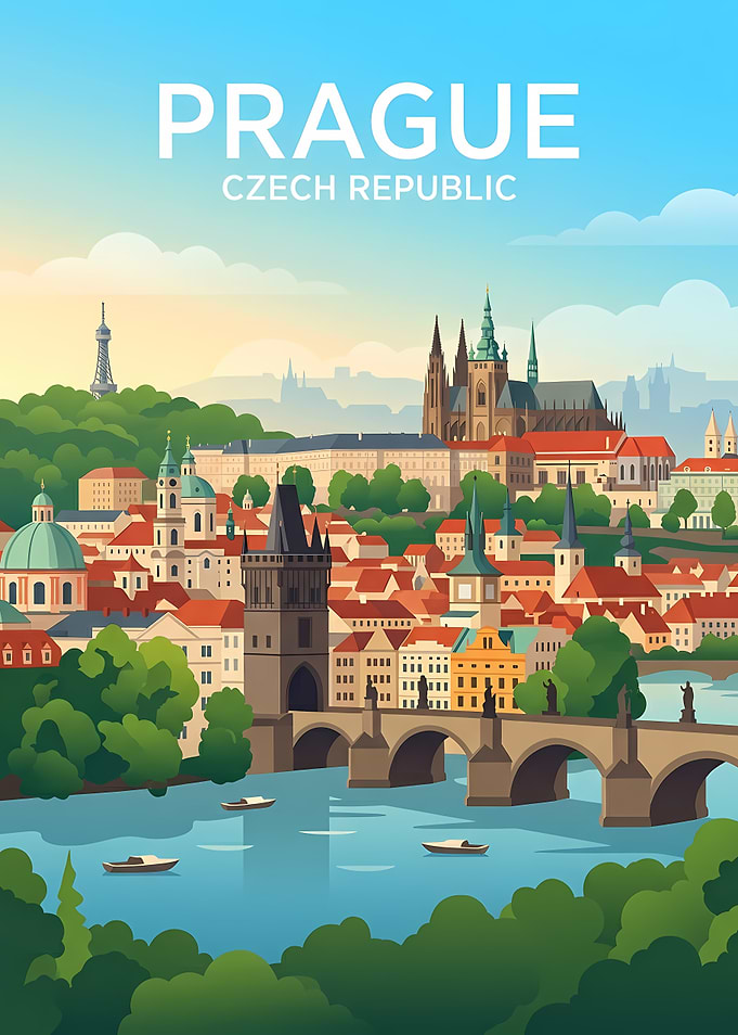 Prague Cityscape with Charles Bridge