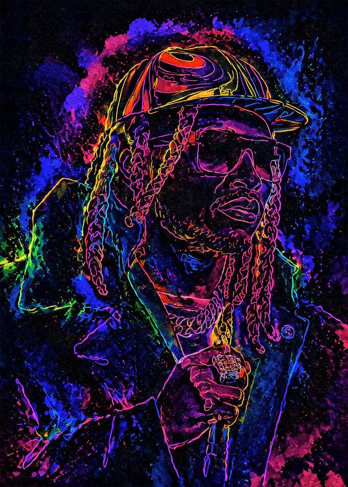 Neon Portrait of Rapper