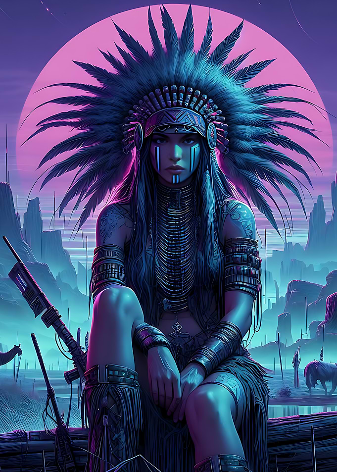 Cyberpunk Native American Woman