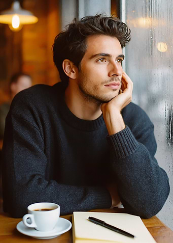 Man contemplating by the window