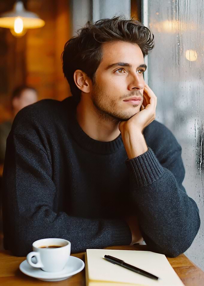 Man contemplating by the window