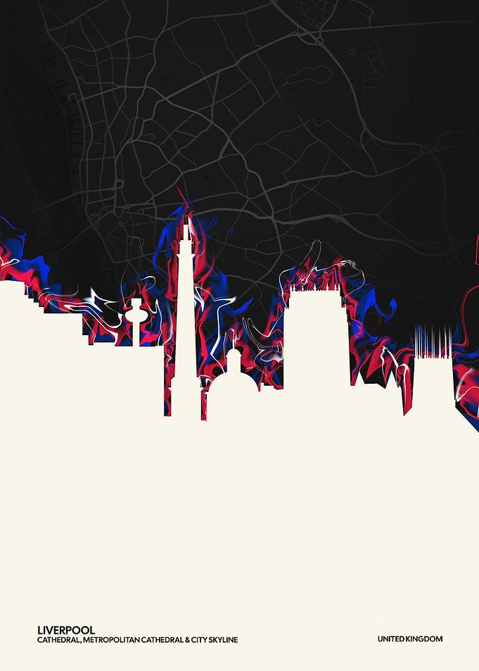 Liverpool Skyline with Abstract Art